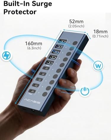 ACASIS 10 Ports Powered USB 3.2 Hub (5 USB-A 3.2 +5 USB-C 3.2), 10Gbps - Image 5