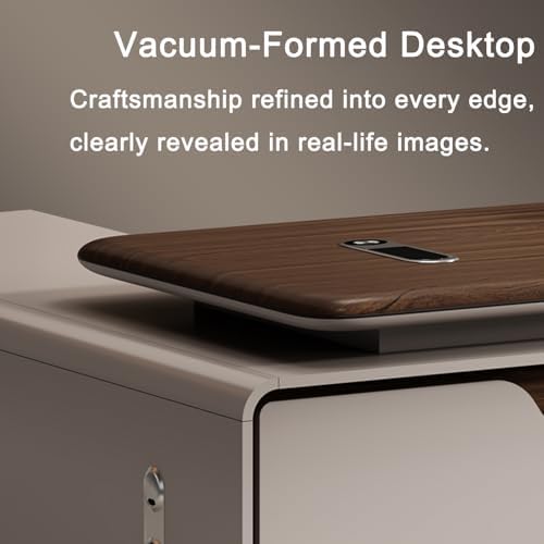 Executive Office Desk with Storage Cabinet,Modern l Shaped Executive Desk,50MM Thick Desktop for CEO Office, Reception & Commercial Workspace - Image 3