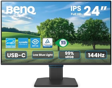 BenQ GW2490C 23.8" IPS Computer Montior 1080P FHD 144Hz Game-Ready, Home Office, USB-C, Visual Optimizer, Flicker-Free, Low Blue Light, Ultra Slim Bezel, TUV-Certified, Eye-CareU by BenQ