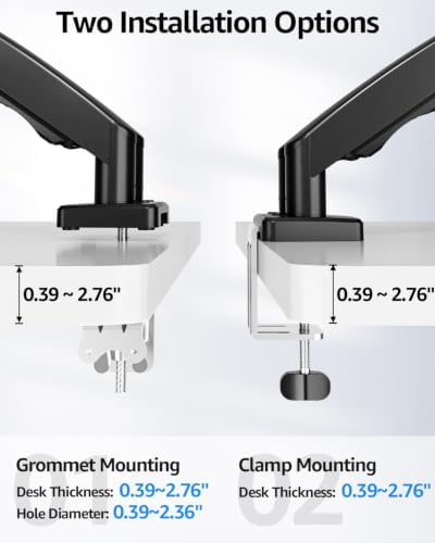 Dual Monitor Stand fits up to 32 inch, 4.4-19.8 lbs Computer Screens, Dual Monitor Desk Mount Height Adjustable, Monitor Arms for 2 Monitors, Home Office VESA Mounts, Freelift Black - Image 4