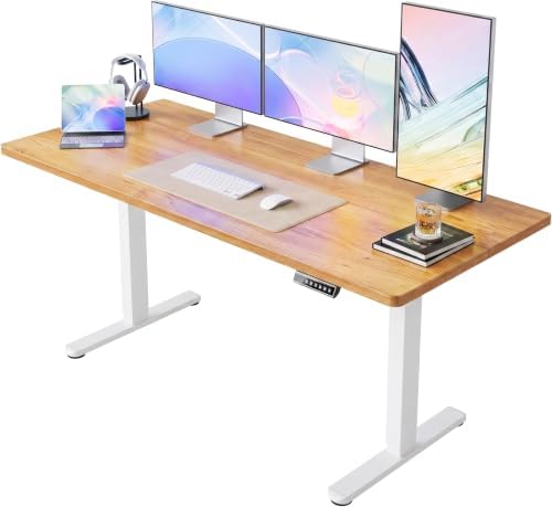 HUANUO 63x28 Inch Electric Standing Desk, Adjustable, Light Vintage Brown by HUANUO