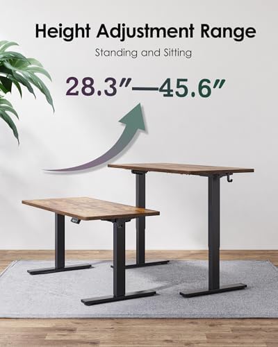 TIQLAB 55 * 28 Inches Standing Desk, Adjustable Height Stand up Desk,Sit Stand Home Office Table with Splice Board, Rustic Brown - Image 4