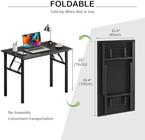 Need Office Computer Desk 39.3 Inch Sturdy Folding Laptop Table Black - Image 3