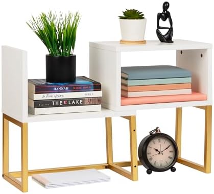Mind Reader Floating Shelves, Wall-Mounted Office Organizers, Modern MDF Display Storage with Metal Rail, Set of 2, White by MindReader
