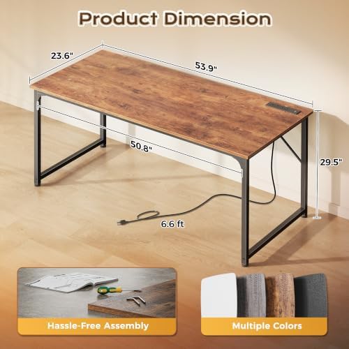 PRAISUN 54 X 24 Inch Deeper Desk with Power Outlets - Image 2