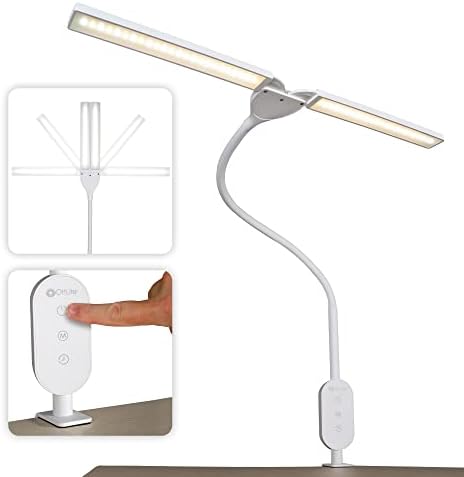 OttLite Pivot Dual Shade LED Clamp Lamp, White by Ottlite