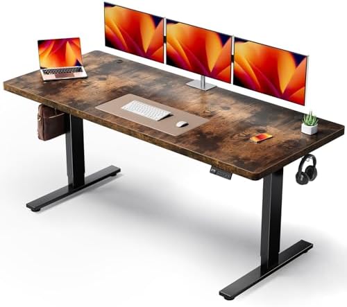 SIAGO Brown 71x30 in Standing Desk, 1 Inch Thick Tabletop, Double Frame by SIAGO