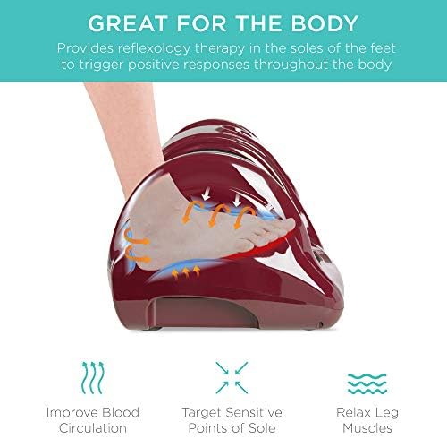 Best Choice Products Shiatsu Foot Massager for Pain Relief, Plantar Fasciitis, Neuropathy, Blood Circulation, Remote Control w/Compact Design - Burgundy - Image 3