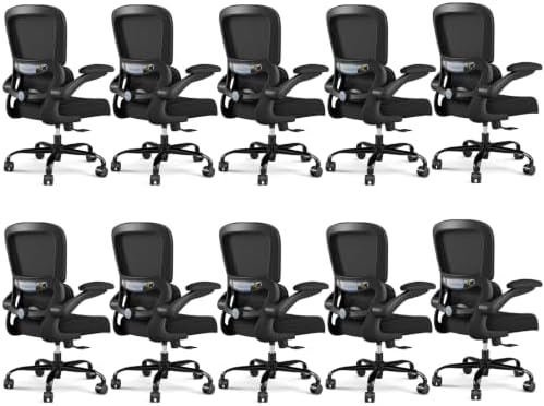TRALT Office Chair - Ergonomic Desk Chair with Adjustable Lumbar Support, Mesh Computer Chair, Executive Chairs for Home Office Comfortable Lumbar Support Black Pack of 10 by TRALT