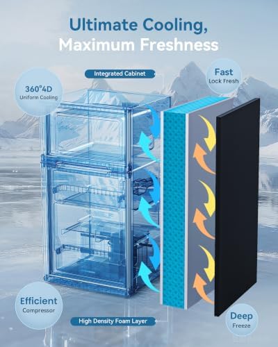 Feelfunn 2.5 Cu.Ft Mini Fridge with Freezer, 2 Door Dorm Fridge, Black - Image 4