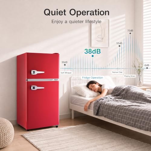 3.5 Cu. Ft. Retro Mini Fridge with Freezer, Compact Dual Door Refrigerator - Image 6