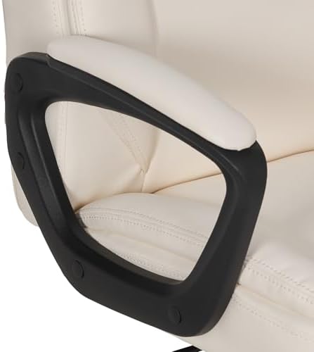 Amazon Basics Classic Puresoft PU Padded Mid-Back Office Chair with Armrest, Height Adjustable, Easy to Assemble, 26"D x 23.75"W x 42"H, Cream - Image 6