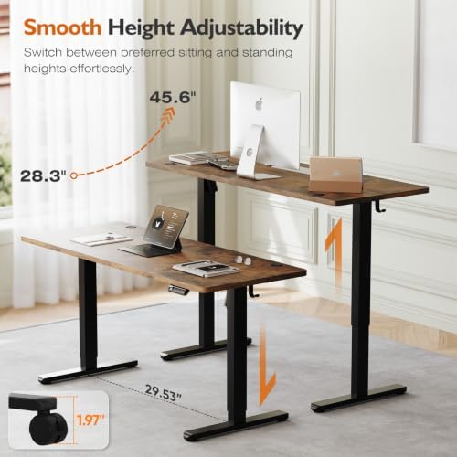 Monomi 48" x24“ Electric Height Adjustable Standing Desk,Rustic Brown - Image 2