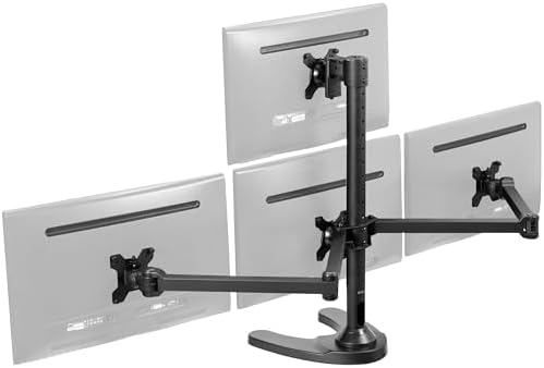 VIVO Quad Monitor 13 to 32 inch LED LCD Freestanding Desk Stand, 3 Plus 1 Articulating VESA Computer Mount, Holds 4 Screens, Fully Adjustable for Home Office Workstation, Black, STAND-V104F by VIVO