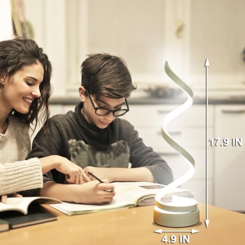 Modern Spiral Table Lamp, Dimmable Table Lamps for Bedroom, 12W LED Desk Lamp for Living Room, 3 Colors 10 Brightness Bedside Lamps Nightstand Lamps Desk Light for Nightstand, Office - White - Image 4