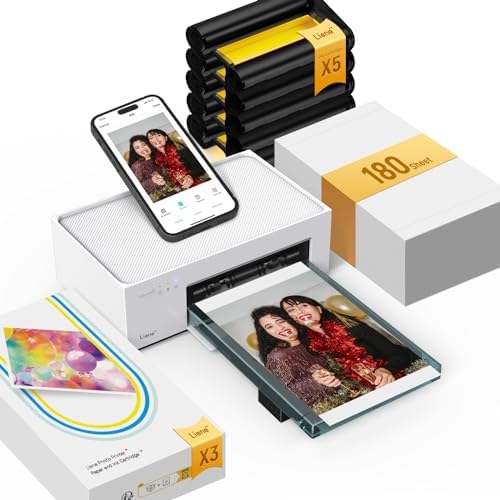 Liene M100 4x6'' Photo Printer Bundle (180 pcs +5 Ink Cartridges), Wi-Fi Picture Printer for iPhone, Android, Smartphone, Computer, Dye-Sublimation, Portable for Home Use by Liene