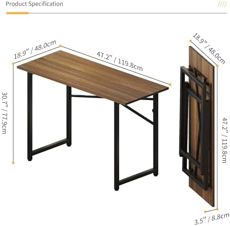 Lutown-Teen Folding Computer Desk 47 inch, Espresso - Image 3