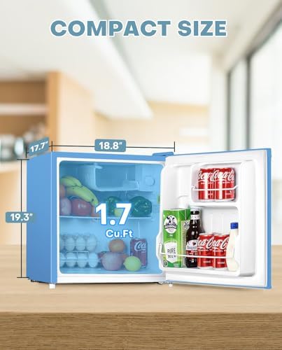 Upstreman 1.7 Cu.ft Mini Fridge with Freezer, Blue-FR17 - Image 2
