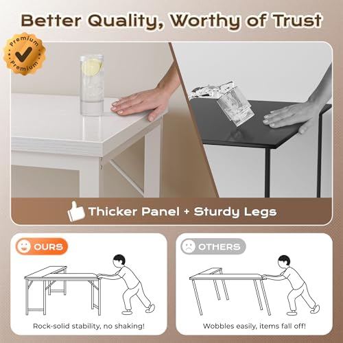 Huuger 63 Inch L Shaped Desk with Power Outlets & 0.95 Inch Thicker Desktop - Image 7