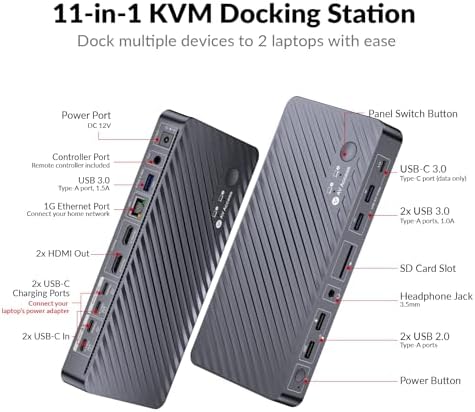 AV Access KVM Switch Docking Station 2 Monitors 2 Laptops, 4K Dual Display - Image 2