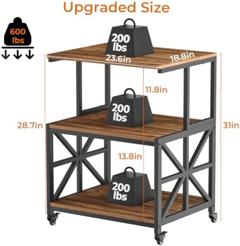 GreenForest Large Printer Stand with Wheels, 23.6"x18.9" Printer Table - Image 2