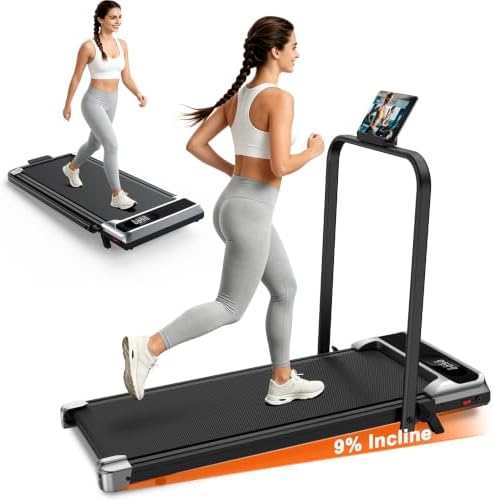 Walking Pad Treadmill for Home - 3.0HP Tread Mills with with 9% Incline, Compact Walk Pad Running MachineIndoor Foldable for Small Spaces Under Desk Office by AoraPulse