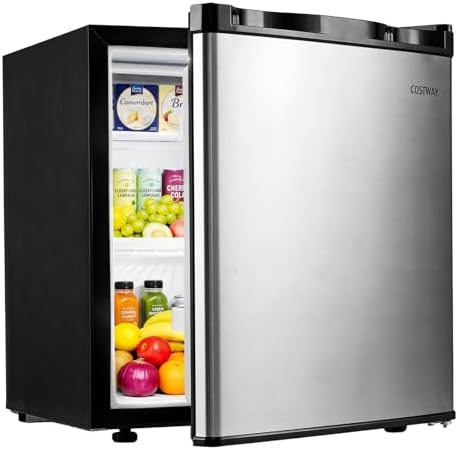 COSTWAY 1.7 Cu.Ft Mini Fridge with Compartment for Dorm Office Bedroom by COSTWAY