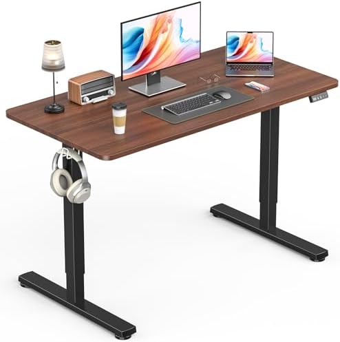 Electric Standing Desk, Gaming Desk, 40 x 24 Inch, Walnut by Zontera