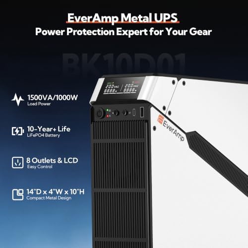 1500VA/1000W LiFePO4 UPS Battery Backup & Surge Protector, Dual Metal Case - Image 2