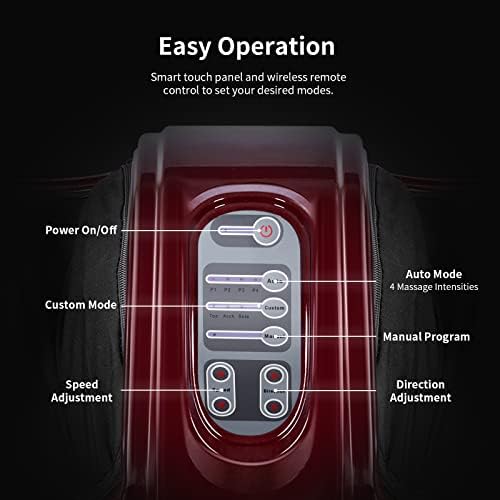 Giantex Shiatsu Foot Massager Machine, Deep Kneading Rolling Massage for Feet, Leg Calf Ankle, Electric Massager w/Remote, 4 Massage Modes, Burgundy - Image 4