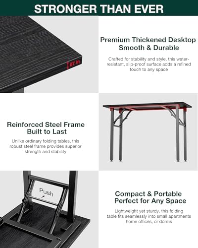 Frylr Small Folding Computer Desk – Portable 43.3 Inch Foldable Laptop Table, Collapsible and Compact for Easy Storage and Fast Setup, Lightweight for Small Spaces, Craft and Study Use, Dark Oak - Image 5