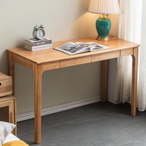 Solid Wood Desk, Gaming Study Home Office Desks for Work, Student PC Desk for Bedroom, Small Computer Desk for Small Spaces, Easy to Assemble (Wood Color, 39inch) by Unknown