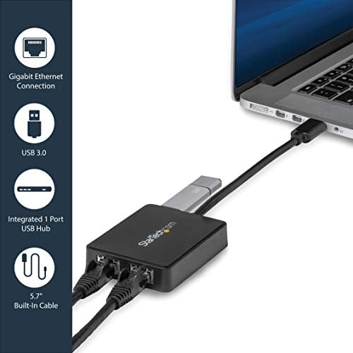 StarTech USB 3.0 Dual Gigabit Ethernet Adapter, w/USB Port (USB32000SPT) - Image 3