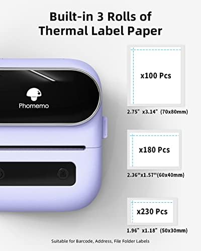 Phomemo Label Maker, Bluetooth Thermal Printer for Barcode, Address, Home, Mailing, Small Business,Clothing, Portable Label Maker Machine with 3 Label - Image 3