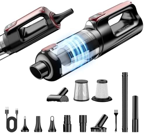 MONOZEL Handheld Vacuum Cleaner, 18000Pa 2 in 1 Cordless Car Vacuum Cleaner&Air Duster, 130W Brushless Motor with 7800mAh Battery, LED Light and Multi-Nozzles, Portable for Home, Car, Office, Pet by Sodilly