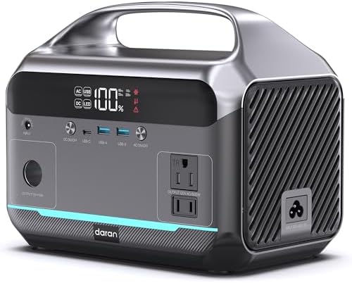 Portable Power Station 600W, 288Wh Solar Generator LiFePO4 Battery Backup, Power Bank with AC Outlet 110V, PD 100W Output Fast Charging for Home Use, Emergency, RV & Camping Essentials (1200W Surge) by DaranEner