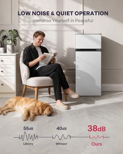 Icyglee 4.5 Cu.Ft Mini Fridge with Freezer, 2 Doors Small Fridge with Adjustable Thermostat & Removable Glass Shelves, Small Refrigerator for Kitchen Office Dorm, Quiet Operation, Silver - Image 7