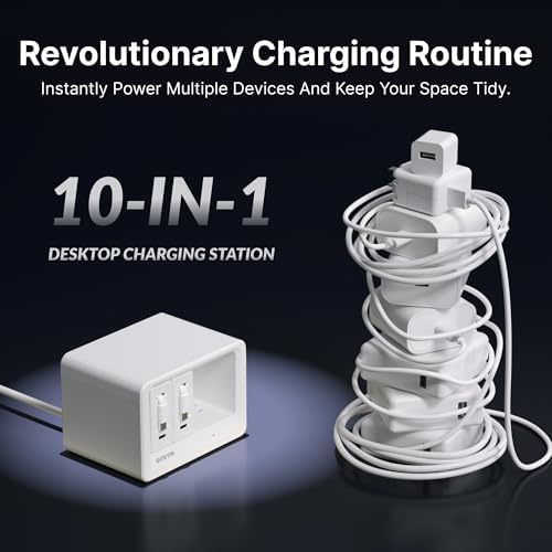 Gitryin 10-in-1 Desktop Charging Station, 6 AC, 80W Retractable GaN Charger - Image 6