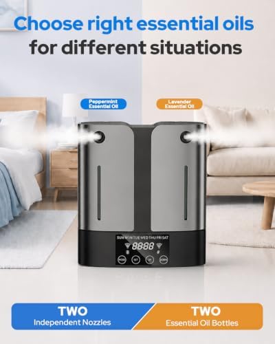 Waterless Essential Oil Diffuser, Two-Nozzles Scent Diffuser, 5000 Sq.Ft Waterless Diffuser, Wireless App Control, No-Noise Work, Suitable for Large Room/Home/Hotel/Office, 320 ml - Image 2