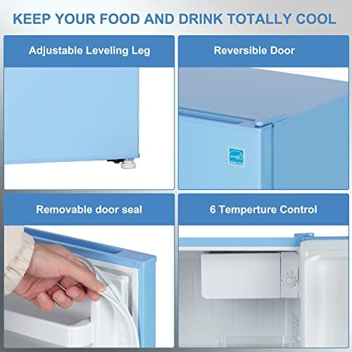 1.6 Cu' Mini Refrigerator, Small Refrigerator, Mini Fridge with Freezer, Compact Refrigerator, Blue (FR 160 BLUE) - Image 4