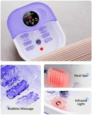 SPA4PIEDS Collapsible Heated Foot Spa Bath with Bubble, Foot Soaking Tub Featuring 8 Shiatsu Rollers, Pumice Stone and Built-in Timer for Mom, Dad and Foot Relaxation (Purple) - Image 4