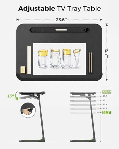 SAIJI Easy Folding TV Tray Table with Led Lamp, Foldable TV Dinner Tray - Image 2