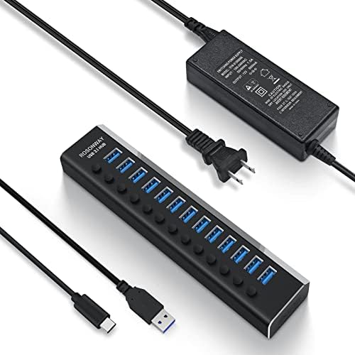 Rosonway 13-Port Powered USB 3.2 Hub 10Gbps, Aluminum USB Hub 72W,RSH-A13 by ROSONWAY