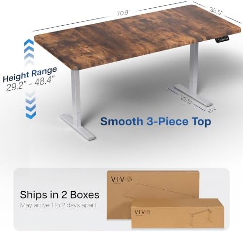 VIVO Rustic Vintage Brown 71 x 36 in Standing Desk, DESK-KIT-1G7N-36 - Image 3