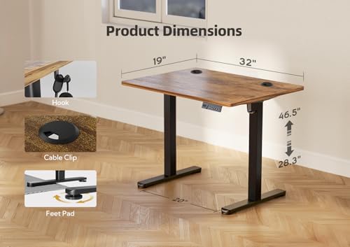 YDN 32 x 19 Inch Rustic Brown Electric Standing Desk - Image 3