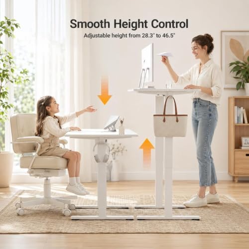 Claiks Electric Small Standing Desk, 35x20 Inch, White - Image 4
