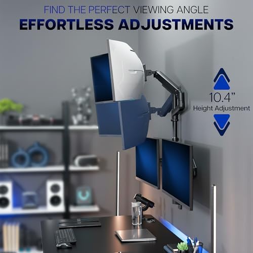 VIVO Pneumatic Arm Triple Ultrawide Monitor Wall Mount for Up to 49 inch Screens with Height Adjustment, Heavy Duty, Holds 3 Ultra Wides Up to 35.2 lbs, Black, MOUNT-VW300D - Image 5