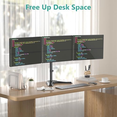 WALI Freestanding Triple Monitor Stand for 13-27 inch Screens，22lbs per Arm - Image 3
