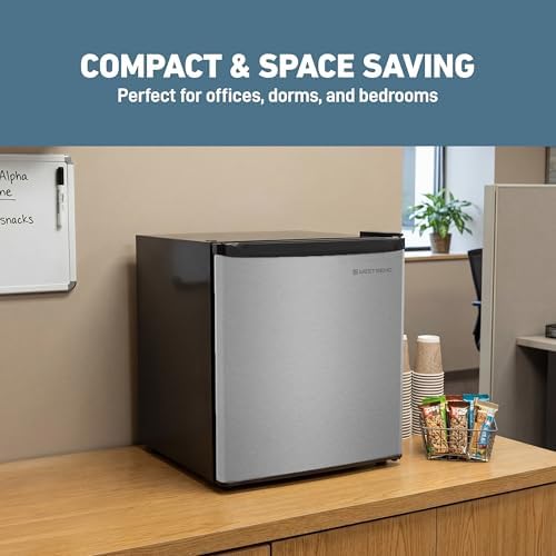 West Bend Mini Fridge Compact Refrigerator for Home Office or Dorm, Auto Defrost with Reversible Door, Energy Star Rated, 1.6-Cu.Ft., Stainless Steel - Image 3