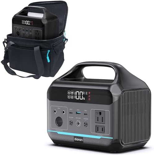 Portable Power Station 288Wh LiFePO4 Battery, 600W Power Bank with AC Outlet Fast Charging 8.4LB Lightweight Solar Generator with Multi-Port Output for Outdoor Camping, Travel, and Emergency Backup by DARAN